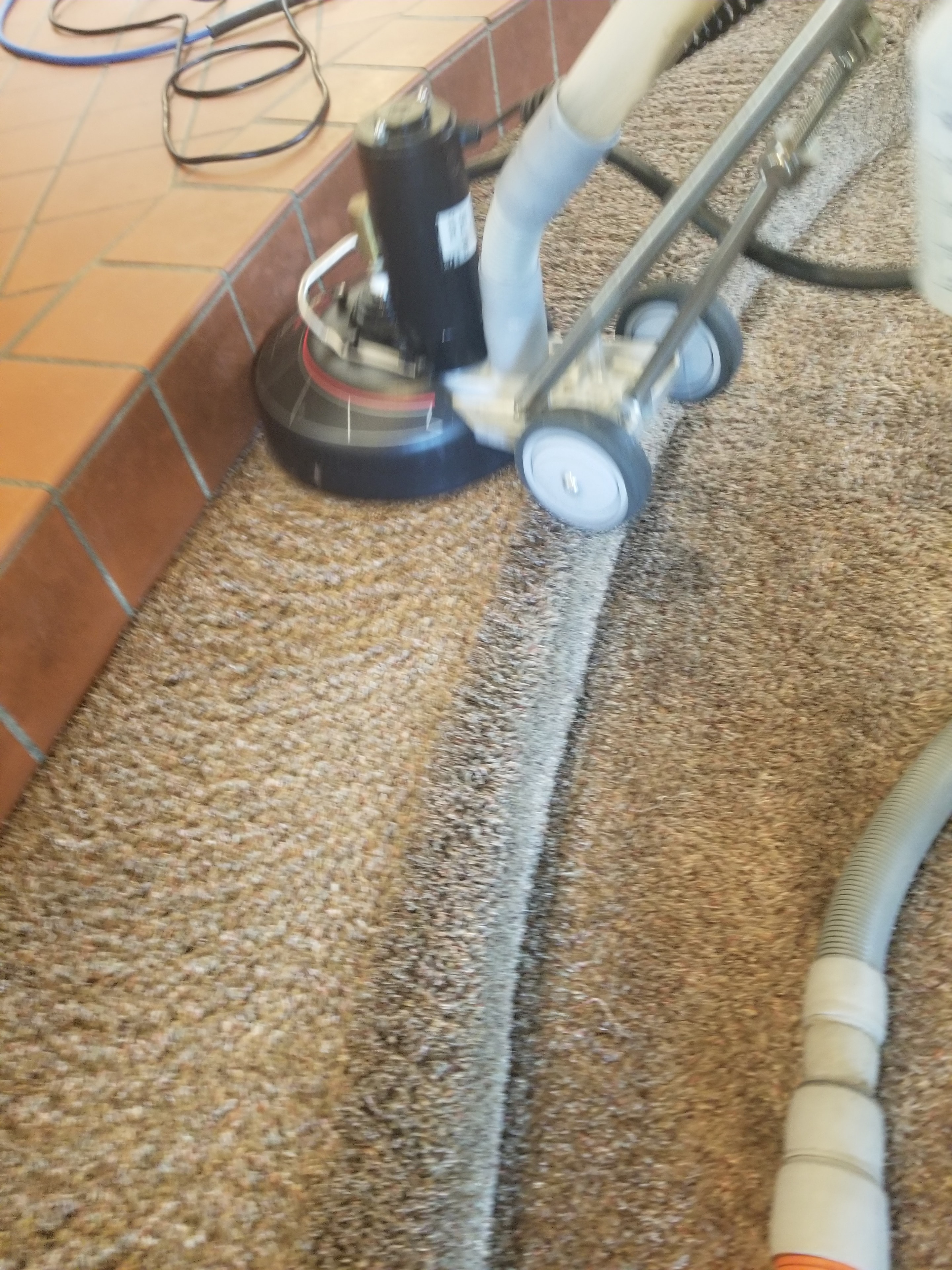 Rotovac carpet cleaning machine in action